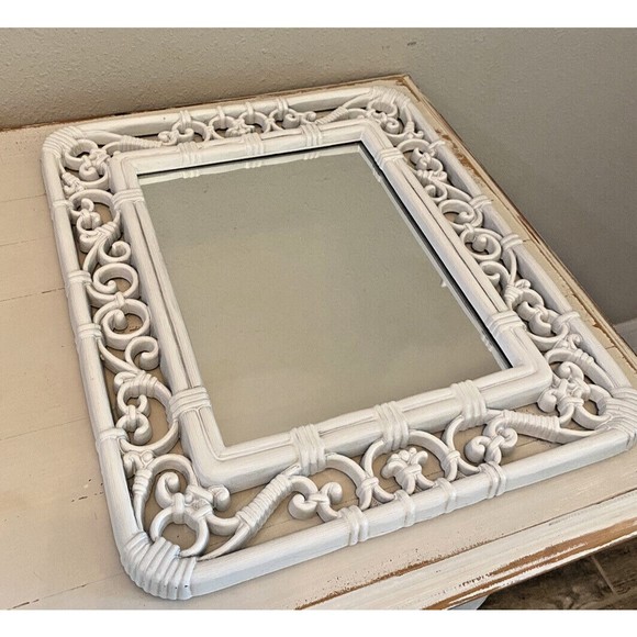 Vintage Mid Century Modern Homco Syroco White Mirror 14.5X12.5 Used - Picture 4 of 8